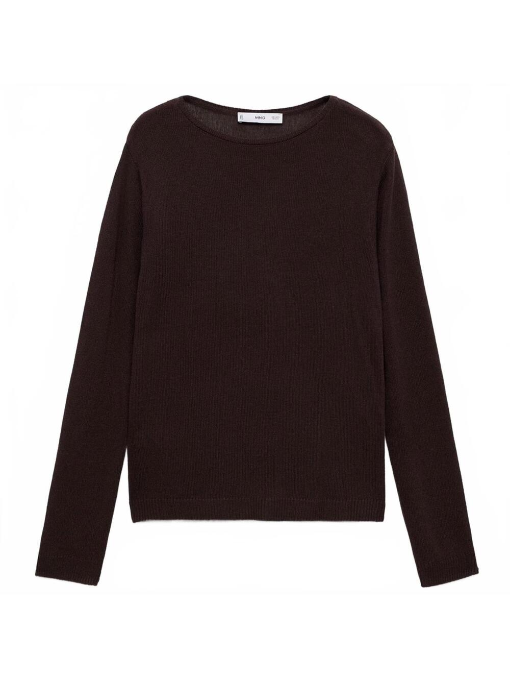 Mango Linen-Blend Boat-Neck Sweater NWT Rosa Chocolate Small - Picture 4 of 8